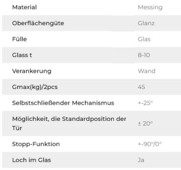 Messing Türbeschlag Scharniere für Schwingtür Glastür Pendeltür Chrom Verchromt